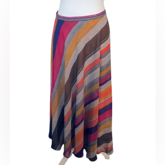 Colorful Striped Ralph Lauren Plus Size 22 Skirt Midi Maxi Designer a-line sheer - Picture 1 of 16